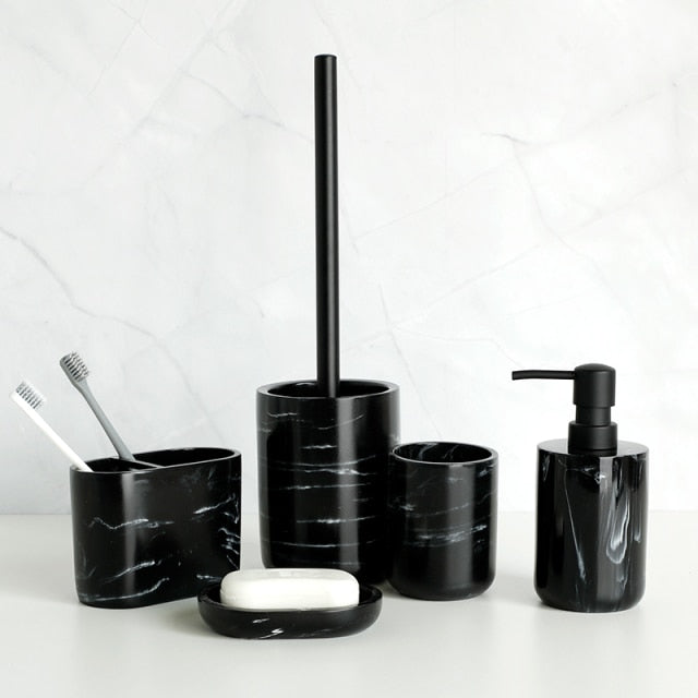 Bathroom Tumbler Set Imitate Marble Resin